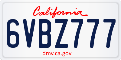 CA license plate 6VBZ777