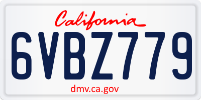 CA license plate 6VBZ779