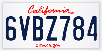 CA license plate 6VBZ784
