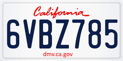 CA license plate 6VBZ785