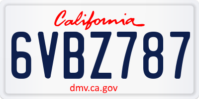 CA license plate 6VBZ787