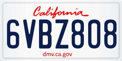 CA license plate 6VBZ808