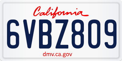 CA license plate 6VBZ809