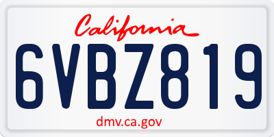 CA license plate 6VBZ819