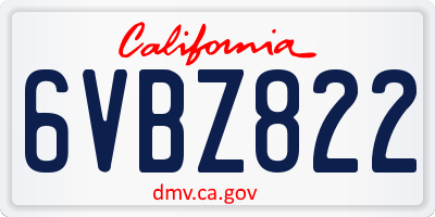CA license plate 6VBZ822