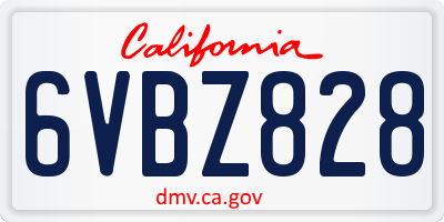 CA license plate 6VBZ828