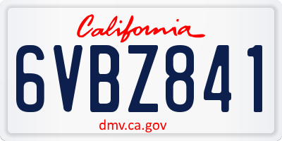CA license plate 6VBZ841