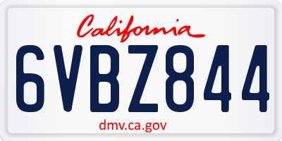 CA license plate 6VBZ844