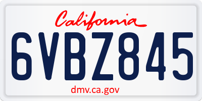 CA license plate 6VBZ845