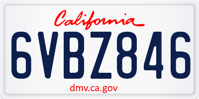 CA license plate 6VBZ846