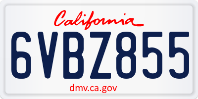 CA license plate 6VBZ855