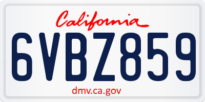 CA license plate 6VBZ859