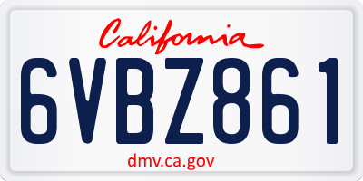 CA license plate 6VBZ861