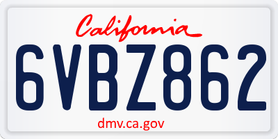 CA license plate 6VBZ862