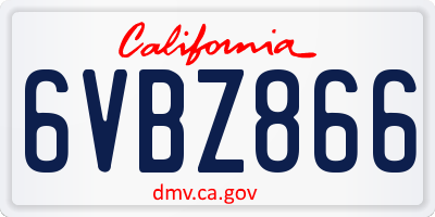 CA license plate 6VBZ866