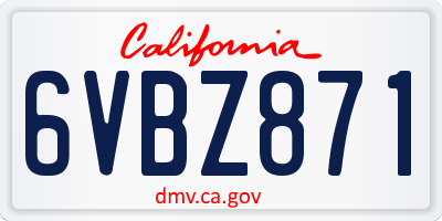 CA license plate 6VBZ871