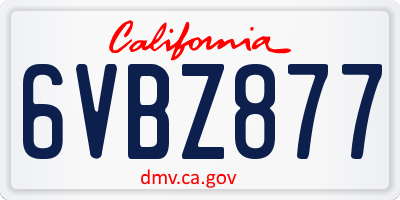 CA license plate 6VBZ877
