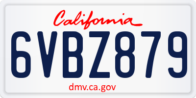 CA license plate 6VBZ879