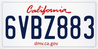 CA license plate 6VBZ883
