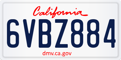 CA license plate 6VBZ884