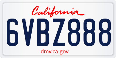 CA license plate 6VBZ888