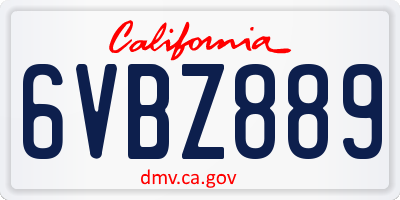 CA license plate 6VBZ889