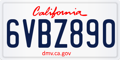 CA license plate 6VBZ890
