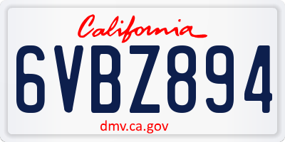 CA license plate 6VBZ894