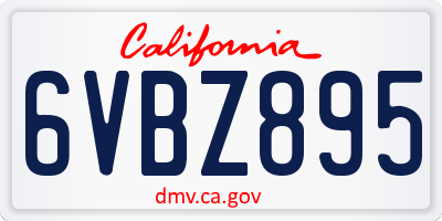 CA license plate 6VBZ895