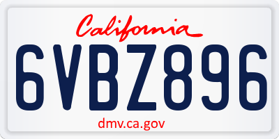 CA license plate 6VBZ896