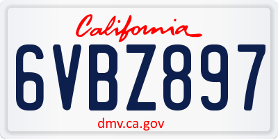 CA license plate 6VBZ897