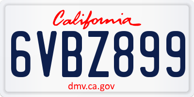 CA license plate 6VBZ899