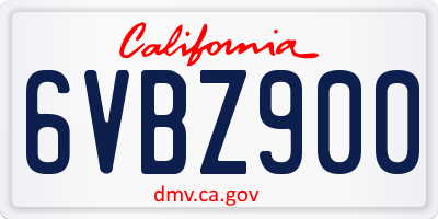 CA license plate 6VBZ900