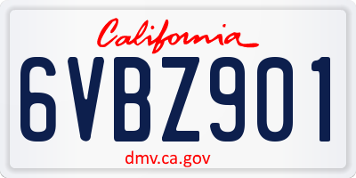 CA license plate 6VBZ901