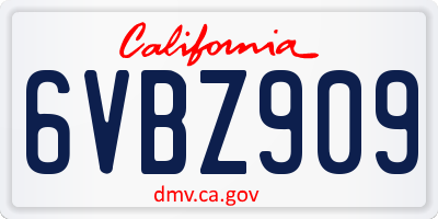 CA license plate 6VBZ909