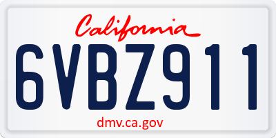 CA license plate 6VBZ911