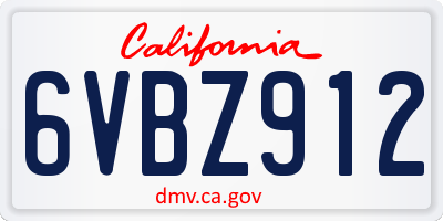 CA license plate 6VBZ912