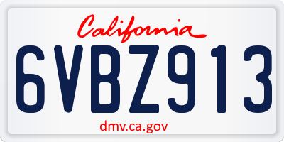 CA license plate 6VBZ913
