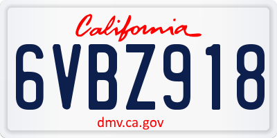 CA license plate 6VBZ918