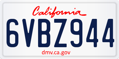 CA license plate 6VBZ944