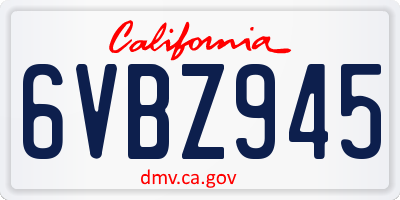CA license plate 6VBZ945
