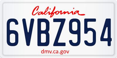 CA license plate 6VBZ954