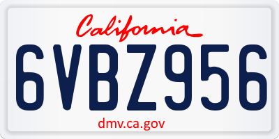 CA license plate 6VBZ956