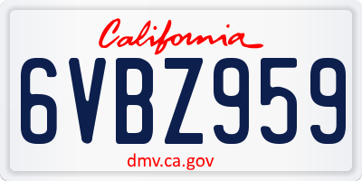 CA license plate 6VBZ959