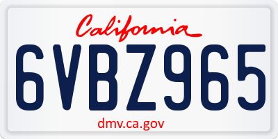 CA license plate 6VBZ965