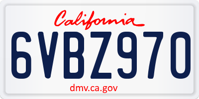 CA license plate 6VBZ970