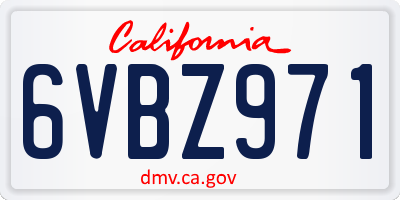 CA license plate 6VBZ971