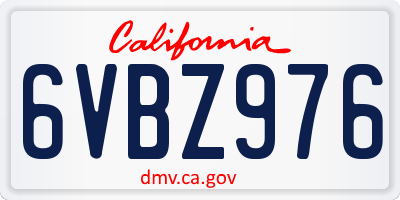 CA license plate 6VBZ976