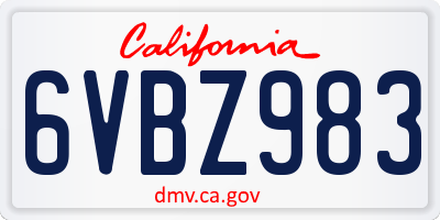 CA license plate 6VBZ983