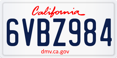 CA license plate 6VBZ984